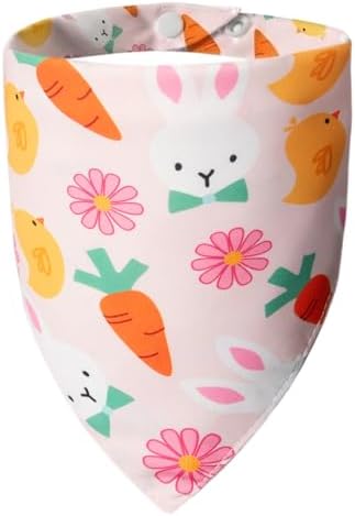 Dog Bandana for Easter Day - Lovely Bunny Carrot Chicken & Daisy Flower Theme, Holiday Pet Costumes Scarf with Adjustable Snap Button, Medium to Large Breeds (30-75lbs) by ICEMOOD