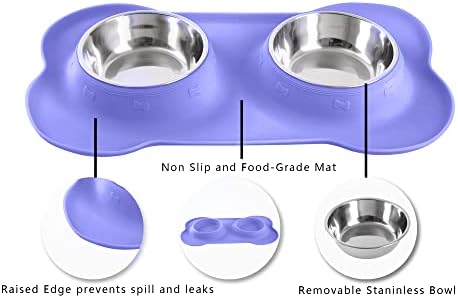 Hubulk Pet Dog Bowls 2 Stainless Steel Dog Bowl with No Spill Non-Skid Silicone Mat + Pet Food Scoop Water and Food Feeder Bowls for Feeding Small Medium Large Dogs Cats Puppies (X- Large, Purple)… - Image 3