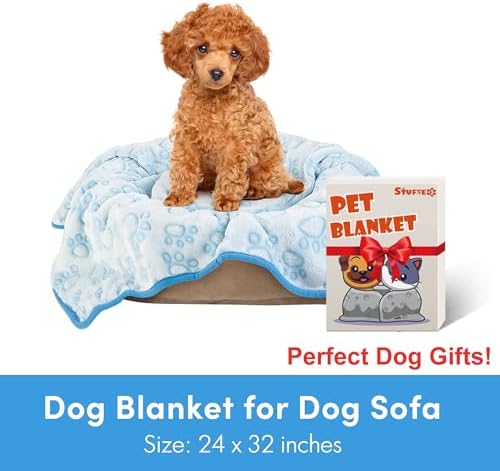 Stuffed Dog Blanket, Blue Premium Soft Throw Flannel Fleece Blanket for Medium Small Dogs, Pet Puppy Blankets for Kitten Cat, Christmas Pet Gift for Bed Cover, Couch, Crate(24x32 inch (Pack of 1)) - Image 6