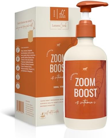 Lanana Creek Farms® Zoom Boost Electrolyte 7.7 oz Glass Bottle with Pump | Ideal for Active Dogs | Rapid Absorption and Easy Digestion | Carrot and Ginger Flavored by LananaCreekFarms