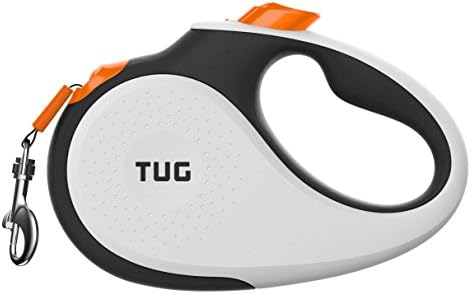 TUG Original Retractable Dog Leash, 16 ft (Small, White/Orange) by TUG