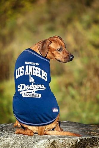 MLB LA Dodgers Dog T-Shirt, X-Small. - Licensed Shirt for Pets Team Colored with Team Logos. - Premium Stretchable Materials for The Comfort of Your Dog & cat. - Image 4
