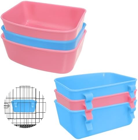 6 Pack Feeder (Blue, Pink), Hanging Feeder,Food and Water Container, Bath Water Bowl Universal for Birds Hamsters Mice Rats Rabbit Guinea Pig Small Pets (S) (S) by hautllaif