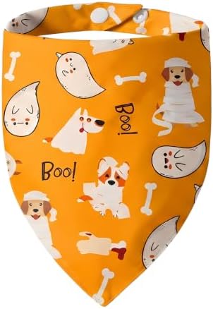 Halloween Dog Bandanas Cute Pup Ghost Costume Pet Scarf, M 5-30lbs by ICEMOOD