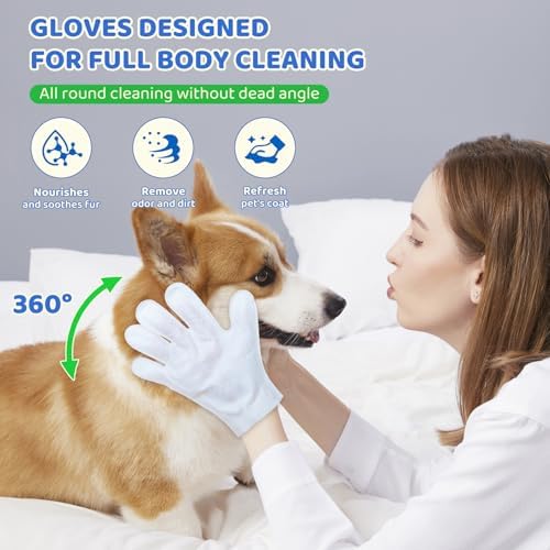 VOISEN 24 Pcs Pet Glove Wipes for Dogs, Pet Cleaning Gloves - Image 5