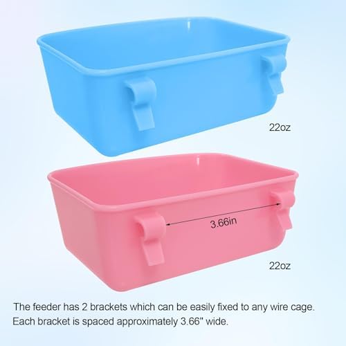 6 Pack Feeder (Blue, Pink), Hanging Feeder,Food and Water Container, Bath Water Bowl Universal for Birds Hamsters Mice Rats Rabbit Guinea Pig Small Pets (S) (M) - Image 3