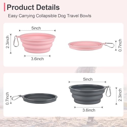 Kytely Collapsible Dog Bowls for Travel, 2Pack Dog Portable Water Bowl, Foldable Pet Food Bowl with Clasp, Pet Cat Feeding Cup Dish for Traveling, Walking, Hiking - Image 2
