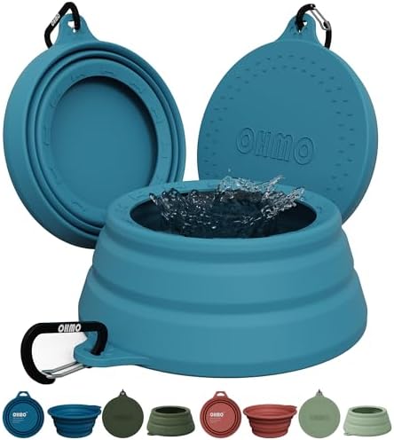 OHMO Spill Proof Collapsible Dog Bowl, 24oz Portable Dog Water Bowl by OHMO