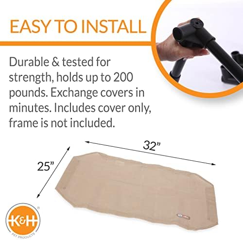 K&H Pet Products All Weather Pet Cot Replacement Cover Tan Medium 32 X 25 Inches - Image 2