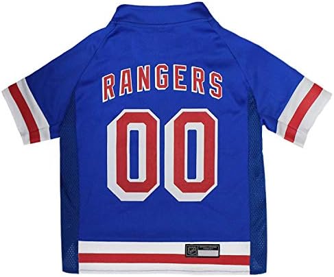 NHL New York Rangers Jersey for Dogs & Cats, Large. - Let Your Pet Be A Real NHL Fan! by PETSFIRST