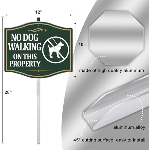 No Dog Walking On This Property Sign Private No Dogs Allowed Keep Off Grass 12" x 10" With 28" Long Metal StakesWith Stand Aluminum Outdoor Use Yard Business - Image 2