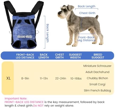Mosago Dog Backpack Carrier, Front Chest Carrier for Small Dogs, Blue, XL - Image 2