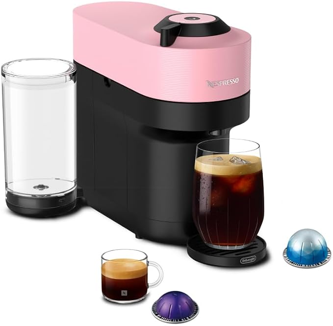 Nespresso Vertuo Pop+ Coffee & Espresso Maker by De'Longhi, Pink | Candy pink coffee machine with compact design, 25 fl. oz. side tank, 30 second heat-up and one touch brewing. by Unknown