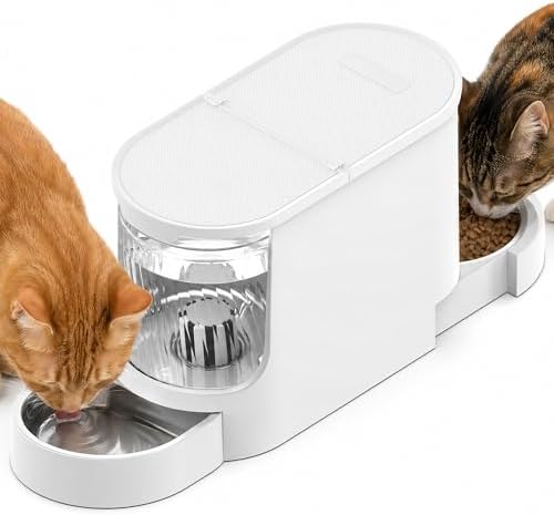 JUNSPOW Automatic Cat Feeder 2-in-1 Set with Stainless Steel Bowls by JUNSPOW