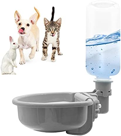 VANNON Gravity Pet Water Bowl, 16oz Anti-Splash Crate Dispenser, Grey by Vannon