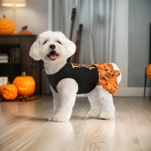 2-Pack Halloween Dog Dress Pet Dresses Skirts with Spider Pumpkin Patterns for Puppies Cats Dog Halloween Costume Outfit Apparel Clothes for Small Medium Dogs Kittens M - Image 5