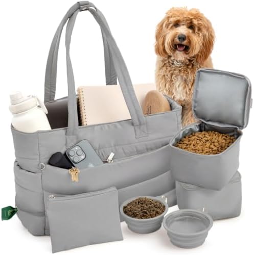 Rubyloo Puffer Dog Travel Bag for Dog Moms, Diaper Bag with Travel Bowls by Rubyloo
