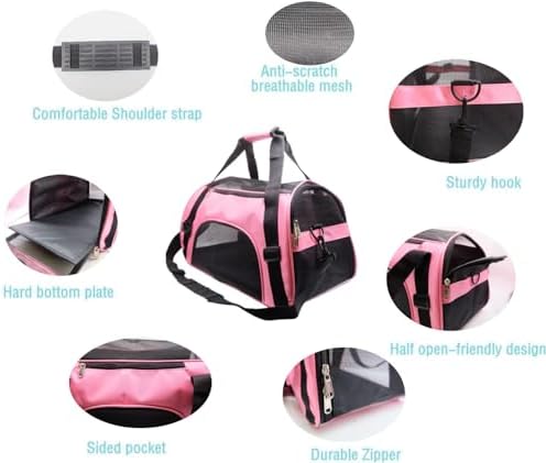 ZaneSun Cat Carrier,Soft-Sided Pet Travel Carrier for Cats,Dogs Puppy Comfort Portable Foldable Pet Bag Airline Approved (Medium-LightPink) - Image 4