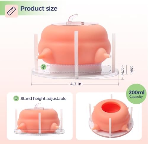 200ml Silicone Multi-Pet Milk Feeder with 4 Nipples(Pink) - Image 2