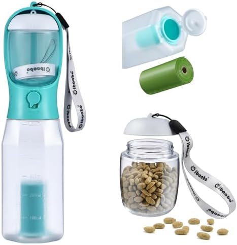 Cibaabo Dog Water Bottle with Food Container & Poop Bag Holder & Filter by Cibaabo