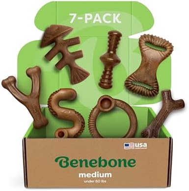 Benebone 7-Pack Dog Chew Toys for Aggressive Chewers, Dog Bones, Medium by Benebone