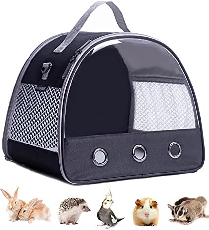 Guinea Pig Carrier Backpack, Clear Bubble Window Backpack for Guinea Pig, Bunny Rat Bird (Black, Carrier) by LightUpYourPetsLife