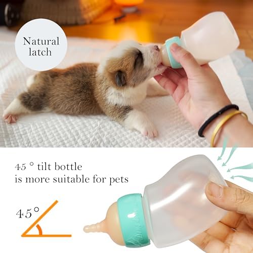Doggiema Puppy Angled Feeder Bottle, Silicone Feeding Nipple and Syringes - Image 3