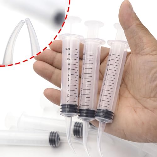 6PCS Pet Feeding Syringe Transparent Aseptic with Measurement 12ml Water Liquid Food Supply Feeding Dosing Device for Birds Dogs Cats Gardening Rinse (Curved Tip 6PCS) - Image 4