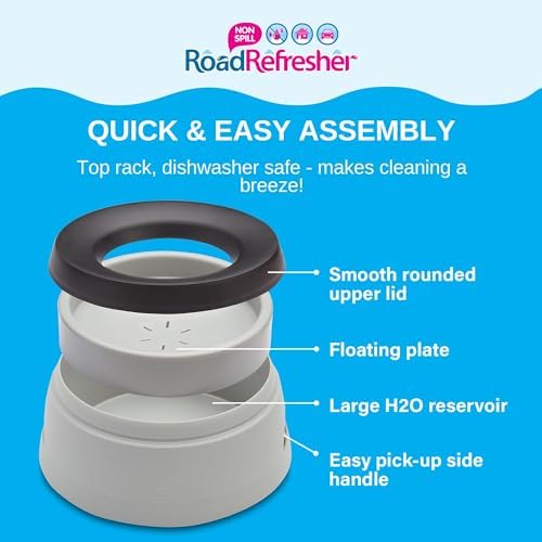 Prestige Pets Road Refresher, The No-Spill Slobber Stopper Water Bowl for Dogs, Slow Feeder Water Dispenser Bowl for Home and Travel, No Splashes, Ideal for All Breeds, Small, Pewter Grey - Image 6