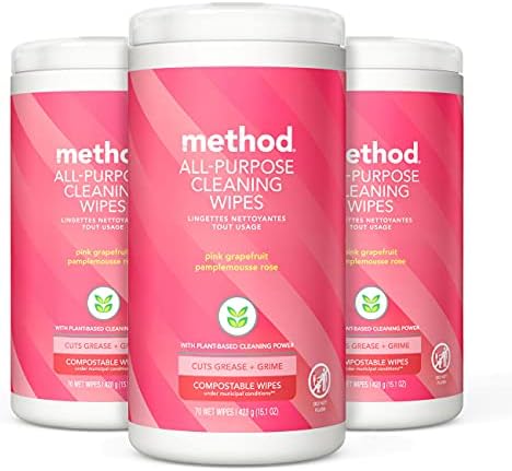 method All-Purpose Cleaning Wipes, Pink Grapefruit, 70 Count, 3 Pack by method