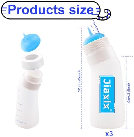 3 Pack Kitten Silicone Nursing Bottle,Silicone Feeding Nipple, Reusable Newborn Kitten Supplies, Suitable for Feeding Kitten, Puppy, Rabbit, Hamster (Blue, Small) - Image 2