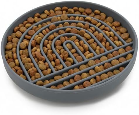 Slow Feeder Dog Bowl - Silicone Dog Bowl, Large, 9.5" x 1.5" - Charcoal by ShouldWeGo