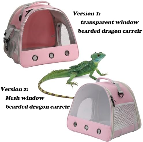 Ventilation Carrier for Bearded Dragon,Guinea Pig Carrier,Guinea Pig Carrier for 2,Reptile Travel Carrier for Lizards Sugar Glider Hedgehog Rat Parrot Birds,Airline Approved Pink - Image 4