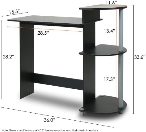 Furinno COMPACT Desk, 28.5" Wide Gaming Desk with Shelves, Computer Desk with Book Shelf, Office Desk for Home Office, Study Room, Dorm, Bedroom, Black - Image 2