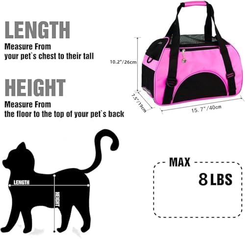 ZaneSun Cat Carrier,Soft-Sided Pet Travel Carrier for Cats,Dogs Puppy Comfort Portable Foldable Pet Bag Airline Approved (Small Rosered) - Image 2