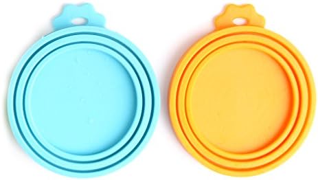 Comtim Pet Food Can Cover Silicone Can Lids for Dog and Cat Food(Universal Size,One fit 3 Standard Size Food Cans) (Blue/Orange) by COMTIM