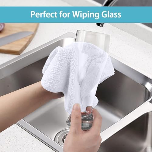 HOMEXCEL White Cleaning Rags 5 Pack, Highly Absorbent Microfiber Cleaning Cloth for Kitchen, Lint Free, Scratch-Free, Reusable Microfiber Towels for House, Window and Glass, Cars, 11.5 X11.5 inch - Image 5