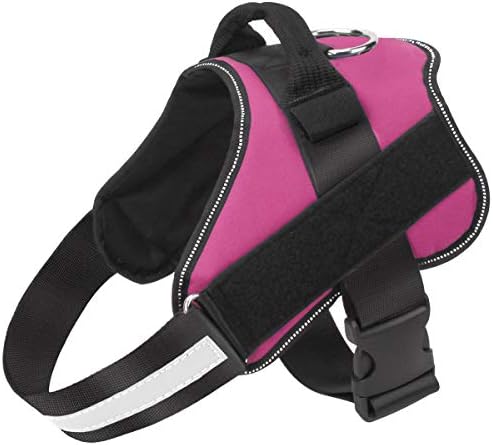 Bolux Dog Harness, No-Pull Reflective Dog Vest, Breathable Adjustable Pet Harness with Handle for Outdoor Walking - No More Pulling, Tugging or Choking (Rose red, L) by Bolux