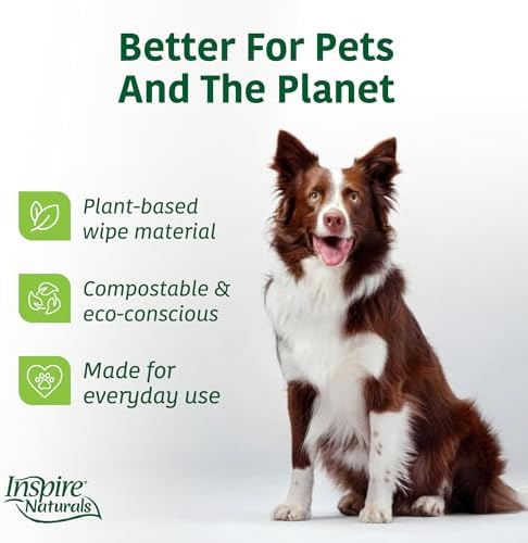 Inspire Naturals Pet Wipes for Dogs and Cats 100% Natural Plant Based with Organic Antioxidants, Dog Wipe Cleaning Deodorizing | Puppy Wipes | Dog Wipes for Paws and Butt (400ct - 8 Pack) - Image 3