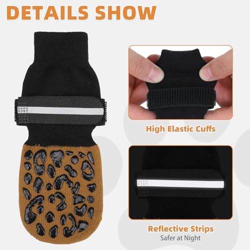 KOOLTAIL Anti Slip Dog Socks to Prevent Licking Paws,Dog Shoes for Hot Pavement, Reflective Traction Control Booties, Dogs Boots & Paw Protector for Hardwood Floors Small Medium Large Senior Dogs - Image 3