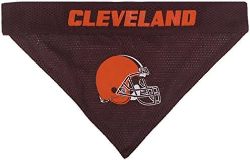 Pets First NFL DOG BANDANA - CLEVELAND BROWNS REVERSIBLE PET BANDANA. 2 Sided Sports Bandana with a PREMIUM Embroidery TEAM LOGO, Small/Medium. - 2 Sizes & 32 NFL Teams available - Image 2