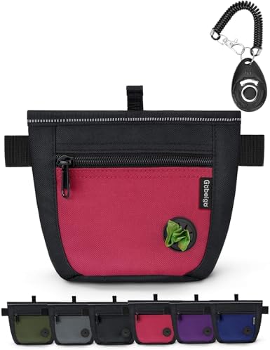 Gobeigo 2 Cup Dog Treat Pouch with Training Clicker(Black/Red) by Gobeigo