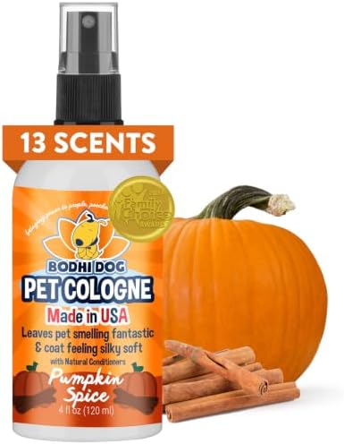 Bodhi Dog Premium Dog Cologne - Deodorizing Dog Perfume & Conditioner for Dogs & Cats - Natural Long Lasting Spray - Keeps Pets Fresh All Day - Gentle, Safe Formula, Made in USA -Pumpkin Spice 4 Fl Oz by BodhiDog