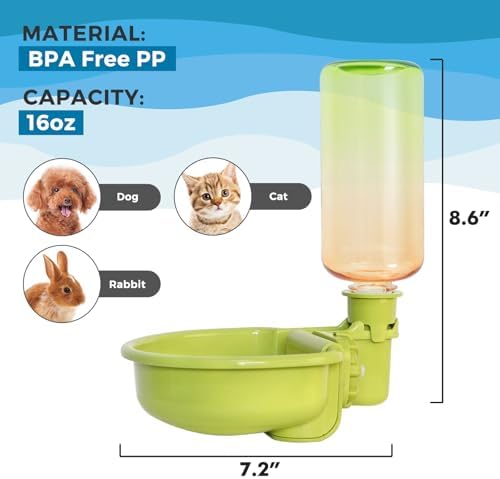 VANNON Gravity Pet Water Bowl, 16oz Anti-Splash Dispenser, Gradient Green - Image 6