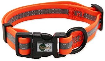 Nimble Reflective Waterproof Dog Collar Adjustable Odor Resistant Easy Clean Pet Collar for Small Medium Large Dogs Night Walking Outdoor Rainy Use (Small (9.45”-14.17”inches), Orange) by NIMBLE