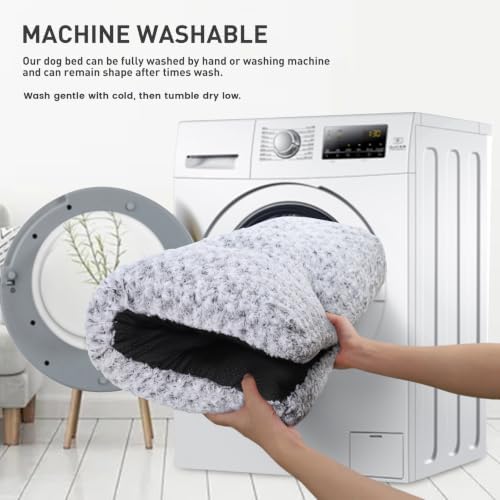 KSIIA Washable Dog Bed Medium Size Dog Crate Bed Plush Pet Mat 35"x23" Gray - Image 5