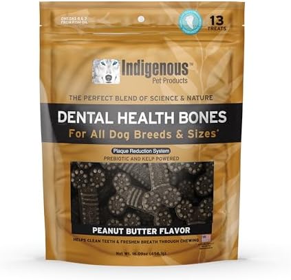 Indigenous Pet Dental Health Bones Regular – Peanut Butter (17 Ounce) by IndigenousPetProducts