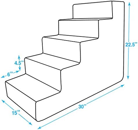 Best Pet Supplies Dog Stairs & Steps - Foam Steps for Small Dogs & Cats, Non-Slip Indoor Balanced Pet Step Support, Dog Ramp, No Assembly, Paw Print on Beige, 5-Step (22.5-inch Height) - Image 3