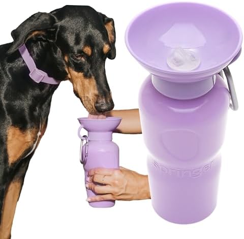 Springland 22oz Classic Portable Dog Water Bottle with Built-in Bowl, Lilac by Springland