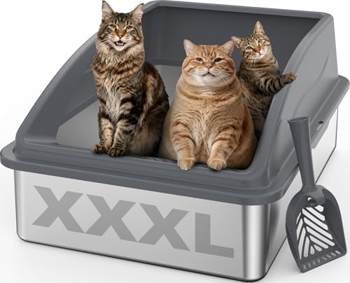 AIPERRO Stainless Steel Litter Box Extra Large for Big Cats and Multi-Cats by AIPERRO